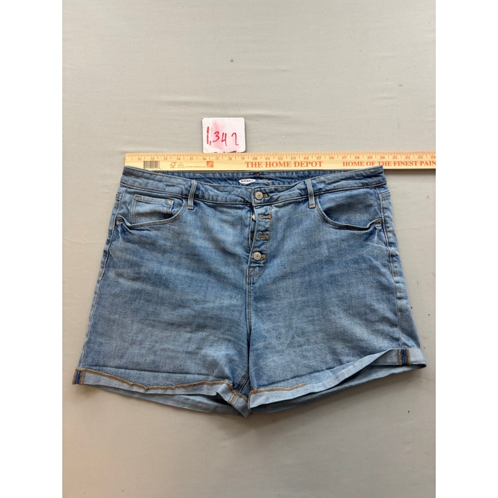 Old Navy Womens High Rise Secret Slim Pocket Button Fly Denim Shorts Blue 18